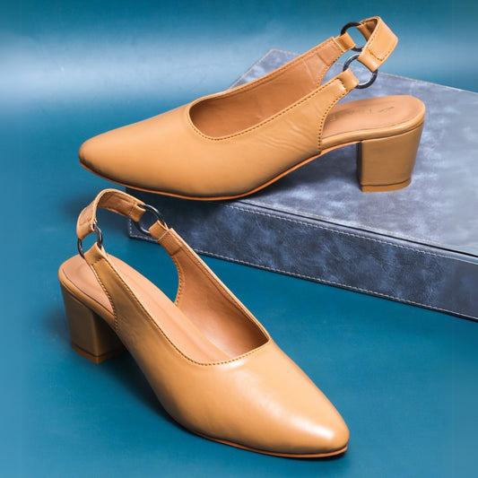 Stretchable Back Strap Block Heels