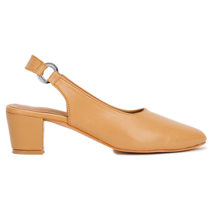 Stretchable Back Strap Block Heels