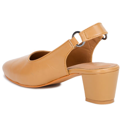 Stretchable Back Strap Block Heels