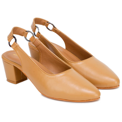Stretchable Back Strap Block Heels