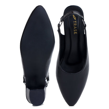 Stretchable Back Strap Block Heels