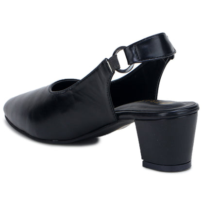 Stretchable Back Strap Block Heels