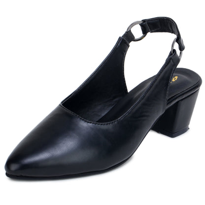 Stretchable Back Strap Block Heels